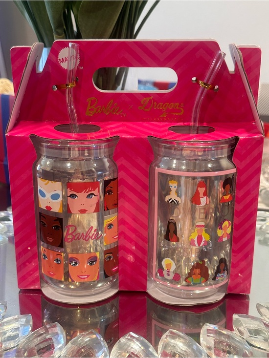 Barbie Other - NEW Barbie x Dragon Glassware 16oz Collectible Drinking Glasses Set of 2 GIFT